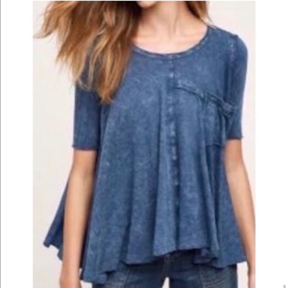Ari + Ali NWT Anthropologie, Washed Blue Swing Tee